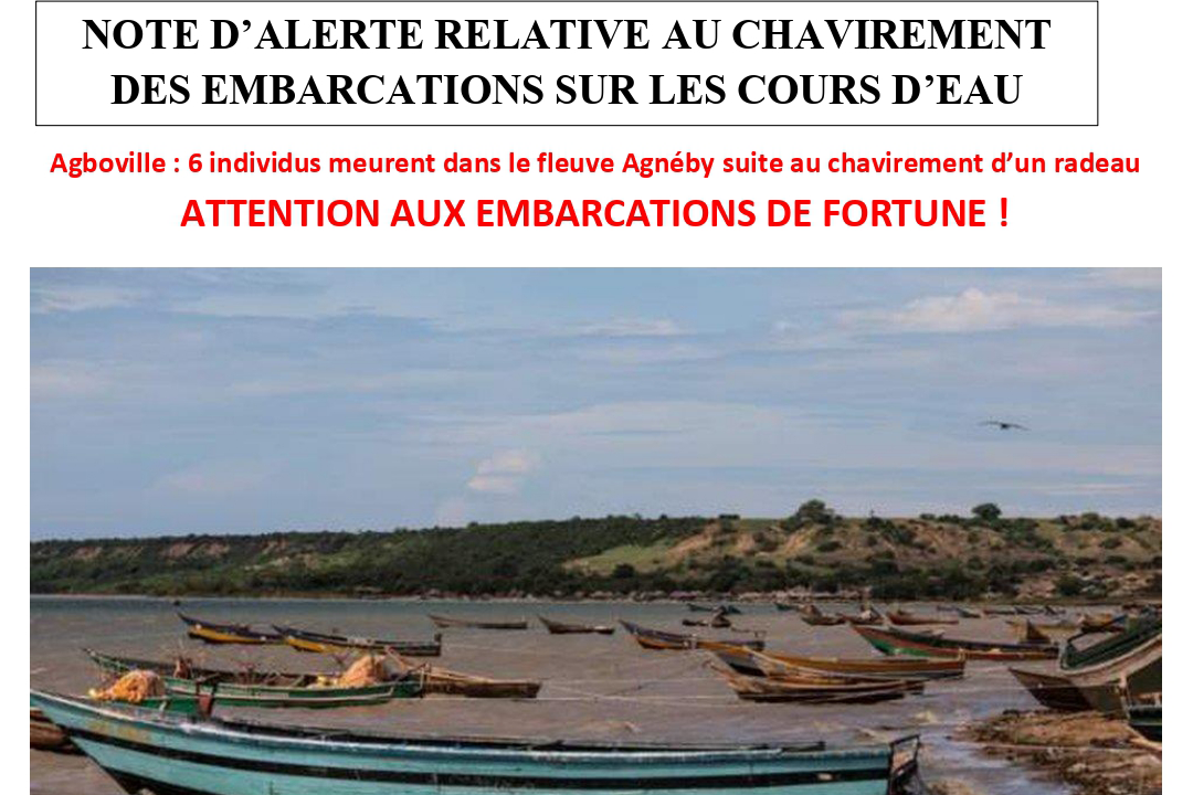 NOTE D’ALERTE RELATIVE AU CHAVIREMENT DES EMBARCATIONS SUR LES COURS D’EAU